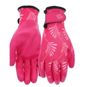 Womens Medium Pink Nitrile Coated Rubber Garden Gloves